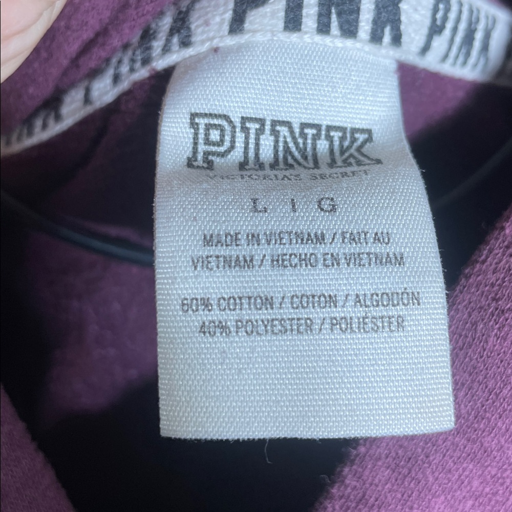 Victoria's Secret Pink Maroon hoodie size large sparkly flashing top oversized - Picture 3 of 6